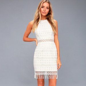 Lulu's Crochet Kenna Bodycon Fringed Dress Lulus